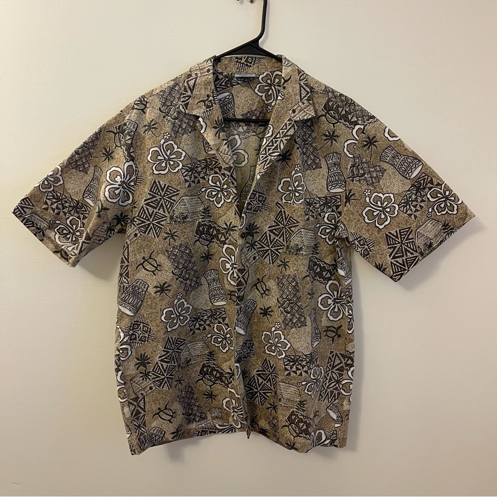 Vintage Royal Creations Hawaiian Shirt Short Sleeve L Cruise Vacation Tikki